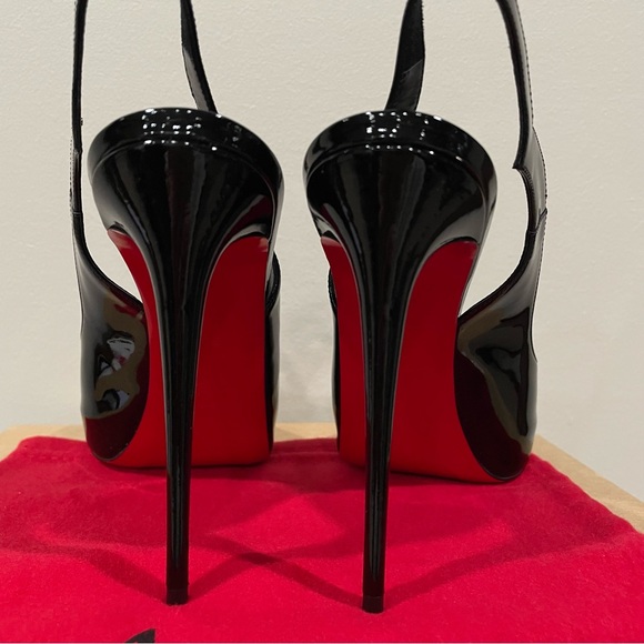 🚫sold on 3b@y🚫Christian Louboutin Hot Chick Alta 120 Patent Slingback Pumps 38.5 - Picture 4 of 15